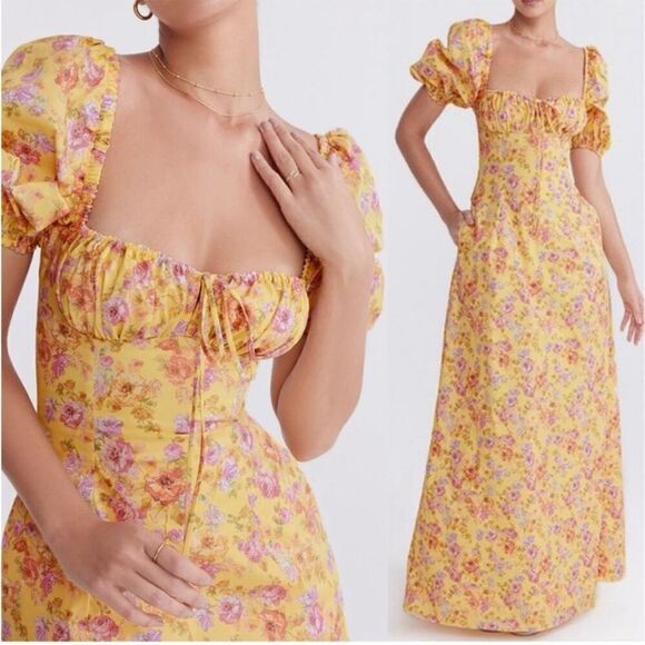 House of CB Felicia butter print puff sleeve sundress. Sz S and XS - Picture 3 of 3